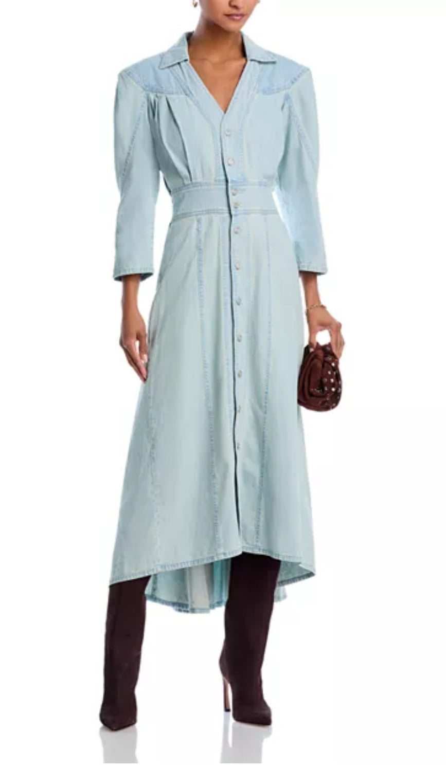 ワンピース Riu Tulle docking denim dress Tulle docking ribbon dress – Riu